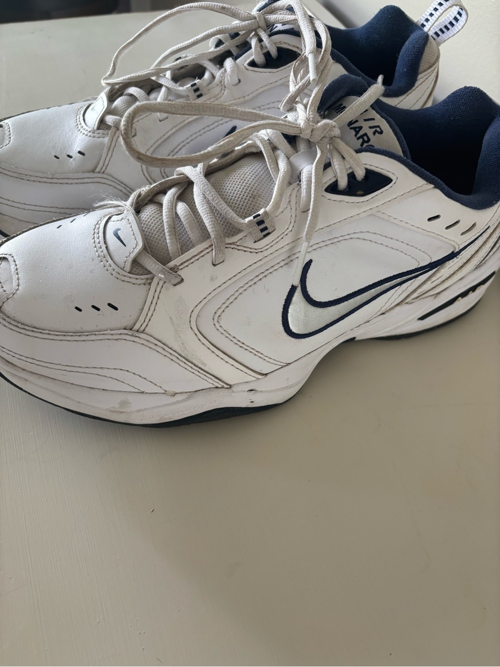 Nike White and Navy Low-Top Athletic Sneakers